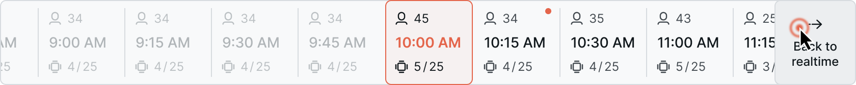 Выбран 10:00, возврат в реальное время